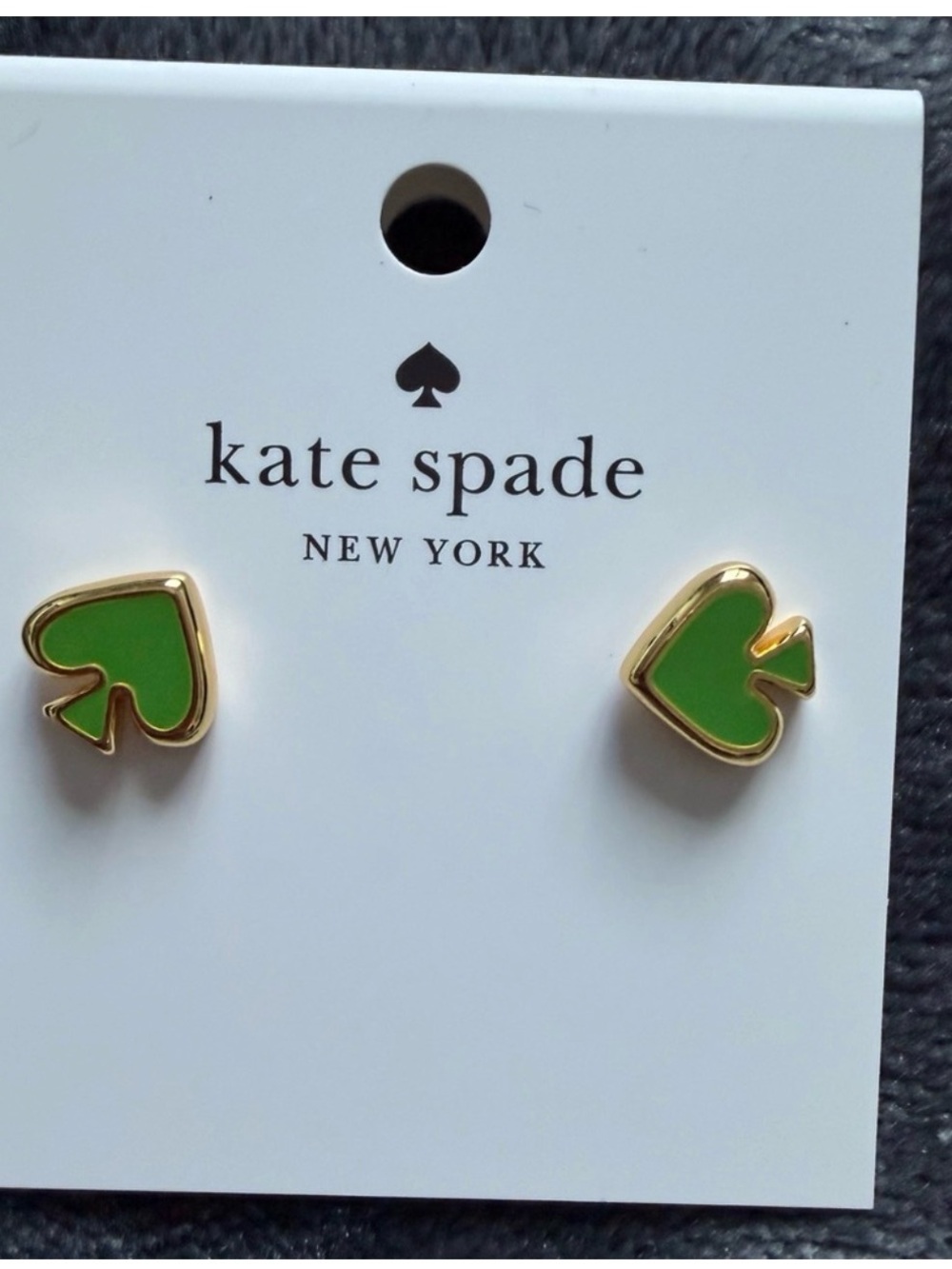 kate spade green spade stud earrings NWT